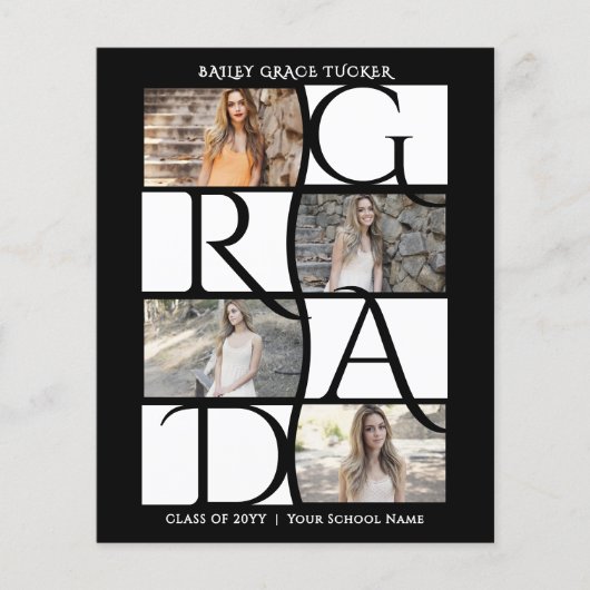 Elegant Afstuderen 5-foto zwart-wit Afstuderen (Voorkant)