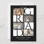Elegant Afstuderen 5-foto zwart-wit Afstuderen Aankondiging (Voorkant)