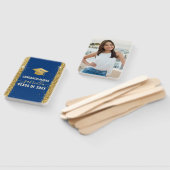 Elegant Afstuderen Aangepast Foto Blauw Goud Handj Handwaaier (Niet-gemonteerd)