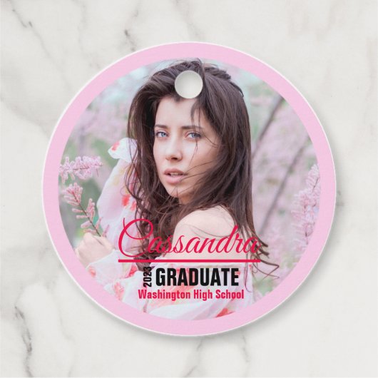 Elegant Afstuderen aangepaste foto Bedankjes Labels (Achterkant)