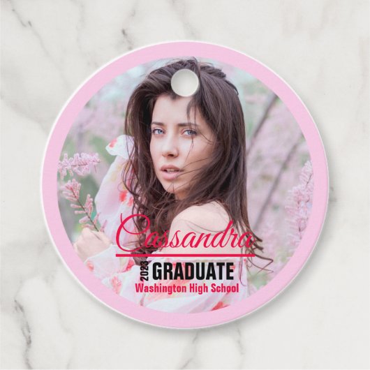 Elegant Afstuderen aangepaste foto Bedankjes Labels (Voorkant)