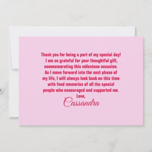 Elegant Afstuderen aangepaste foto Bedankkaart (Achterkant)