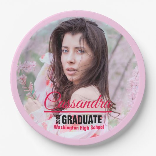 Elegant Afstuderen aangepaste foto Papieren Bordje (Voorkant)