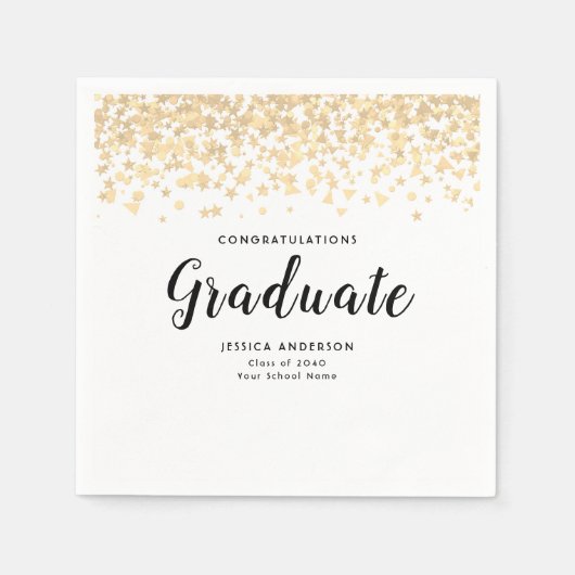 Elegant Afstuderen aangepaste tekst Confetti papie Servet (Voorkant)