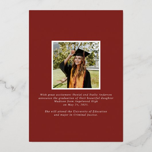 Elegant Afstuderen | Aankondiging Afstuderen Folie (Achterkant)