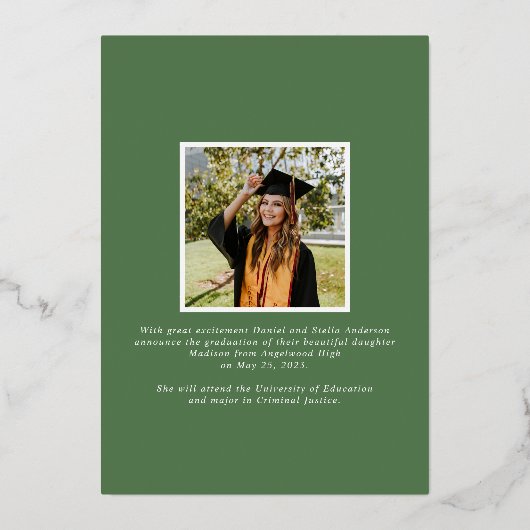 Elegant Afstuderen | Aankondiging Afstuderen Folie (Achterkant)