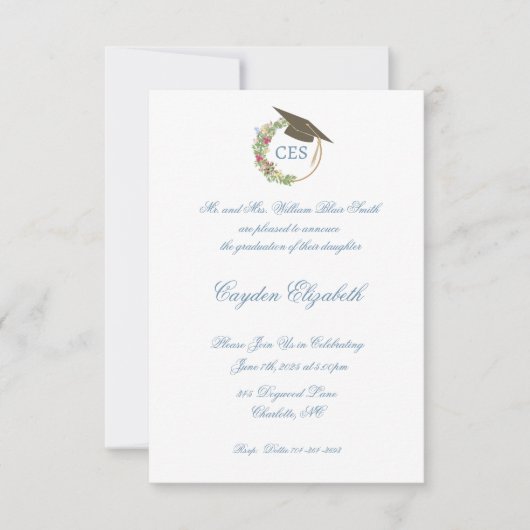 Elegant Afstuderen Aankondiging en Party Invites (Voorkant)