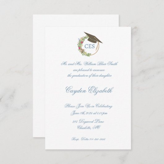 Elegant Afstuderen Aankondiging en Party Invites (Voorkant / Achterkant)