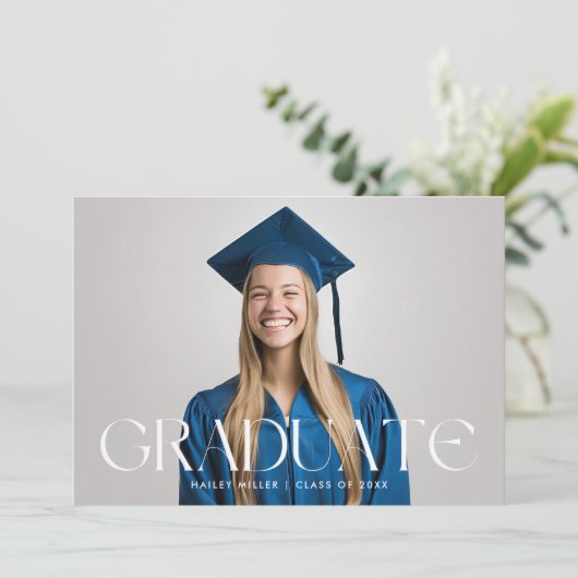 Elegant Afstuderen Aankondiging van het Afstuderen (Staand voorkant)