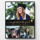 Elegant afstuderen afstudeerder 3 fotocollage goud fotoplaat (Voorkant)