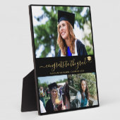 Elegant afstuderen afstudeerder 3 fotocollage goud fotoplaat (Zijkant)