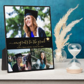 Elegant afstuderen afstudeerder 3 fotocollage goud fotoplaat (Zijkant)