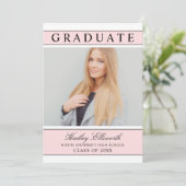 Elegant Afstuderen Afstuderen lichtroze foto Kaart (Staand voorkant)