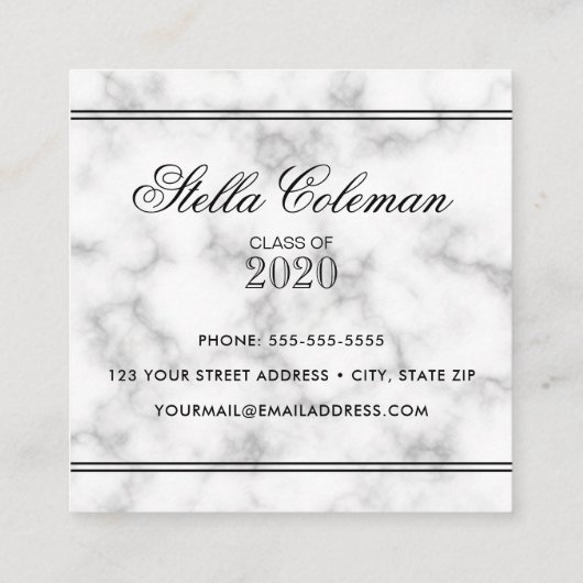 Elegant afstuderen afstuderen marmeren naamkaart contactkaartje (Achterkant)