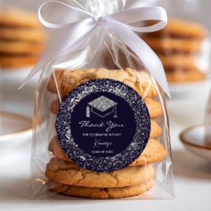 Elegant Afstuderen Bedankt Sticker - zilveren Pet