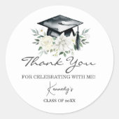 Elegant Afstuderen Bedankt Sticker - Zwart Pet (Voorkant)