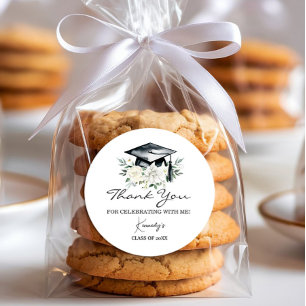 Elegant Afstuderen Bedankt Sticker - Zwart Pet