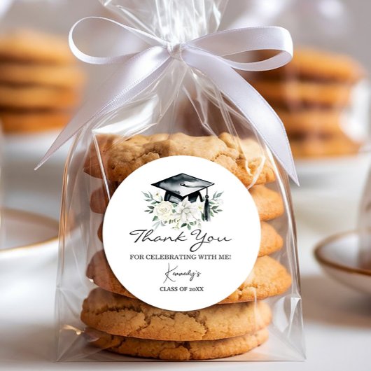 Elegant Afstuderen Bedankt Sticker - Zwart Pet