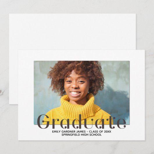 Elegant Afstuderen Bekendmaking van foto's Aankondiging (Voorkant / Achterkant)