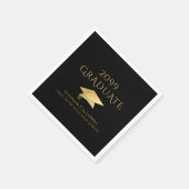 Elegant Afstuderen Black Faux Gold Foil Pet Naam Servet (Hoek)