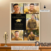 Elegant Afstuderen Black Gold 5 Photo Collage Poster