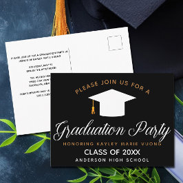 Elegant Afstuderen Black Gold Class of 2023 Party Briefkaart