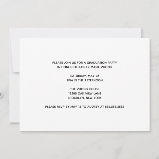 Elegant Afstuderen Black Gold Class van 2025 Party Kaart (Achterkant)