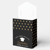 Elegant Afstuderen Black Gold Polka Dots Party Bedankdoosjes (Geopend)