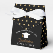 Elegant Afstuderen Black Gold Polka Dots Party Bedankdoosjes (Voorkant Zijde)
