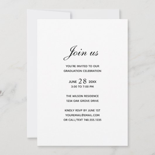 Elegant Afstuderen Black Script Photo Afstudeerder Kaart (Achterkant)