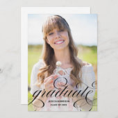 Elegant Afstuderen Black Script Photo Afstudeerder Kaart (Voorkant / Achterkant)