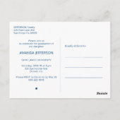 Elegant afstuderen blauw foto afstuderen uitnodigi briefkaart (Achterkant)