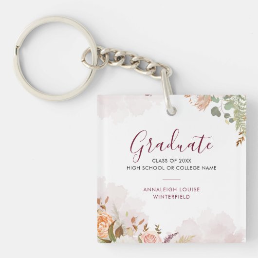 Elegant Afstuderen Bloemen Bloom Afstudeerder Part Sleutelhanger (voorkant)