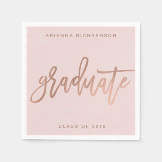 Elegant Afstuderen | Blush Pink en Faux Roos Gold Servet (Voorkant)