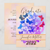 Elegant Afstuderen Butterfly Graduation Party Kaart (Voorkant / Achterkant)