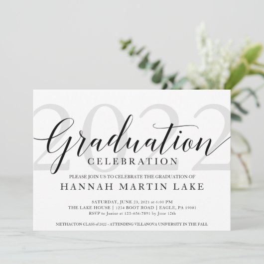 Elegant Afstuderen Celebration Invitation Aankondiging (Staand voorkant)