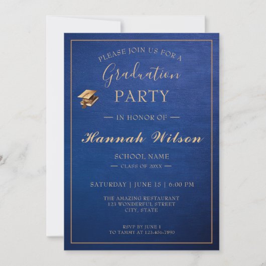 Elegant Afstuderen Celebration Invitation Kaart (Voorkant)