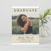 Elegant Afstuderen Champagne Gold Photo Afstuderen Kaart (Staand voorkant)