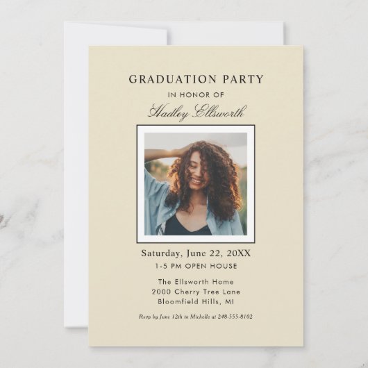 Elegant Afstuderen Champagne Gold Photo Afstuderen Kaart (Achterkant)