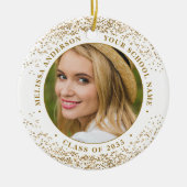 Elegant Afstuderen Custom 2 Photo Gold Afstuderen Keramisch Ornament (Voorkant)