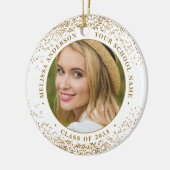 Elegant Afstuderen Custom 2 Photo Gold Afstuderen Keramisch Ornament (Links)