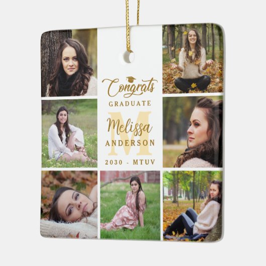 Elegant Afstuderen Custom 7 Fotocollage Afstuderen Keramisch Ornament (Links)