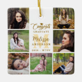 Elegant Afstuderen Custom 7 Fotocollage Afstuderen Keramisch Ornament (Voorkant)