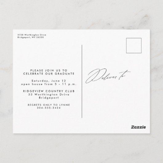 Elegant afstuderen eenvoudig een foto afstuderen briefkaart (Achterkant)