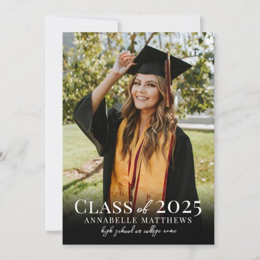Elegant Afstuderen eenvoudig foto-Afstuderen Aankondiging (Voorkant)