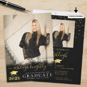 Elegant Afstuderen Fancy Script 2 Foto's Gold 2025 Kaart