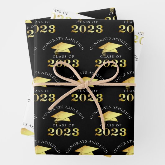 Elegant Afstuderen Faux Gold Foil Aangepaste kleur Inpakpapier Vel (In situ)