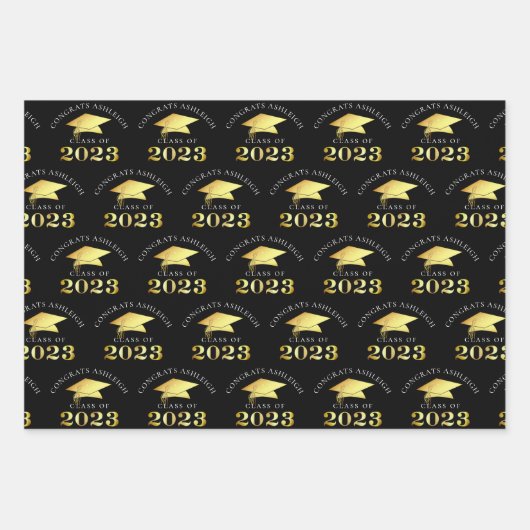 Elegant Afstuderen Faux Gold Foil Aangepaste kleur Inpakpapier Vel (Voorkant)