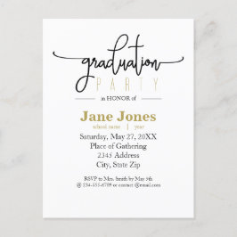 Elegant Afstuderen Faux Gold Foil Party Invitation Briefkaart