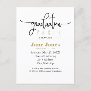 Elegant Afstuderen Faux Gold Foil Party Invitation Briefkaart